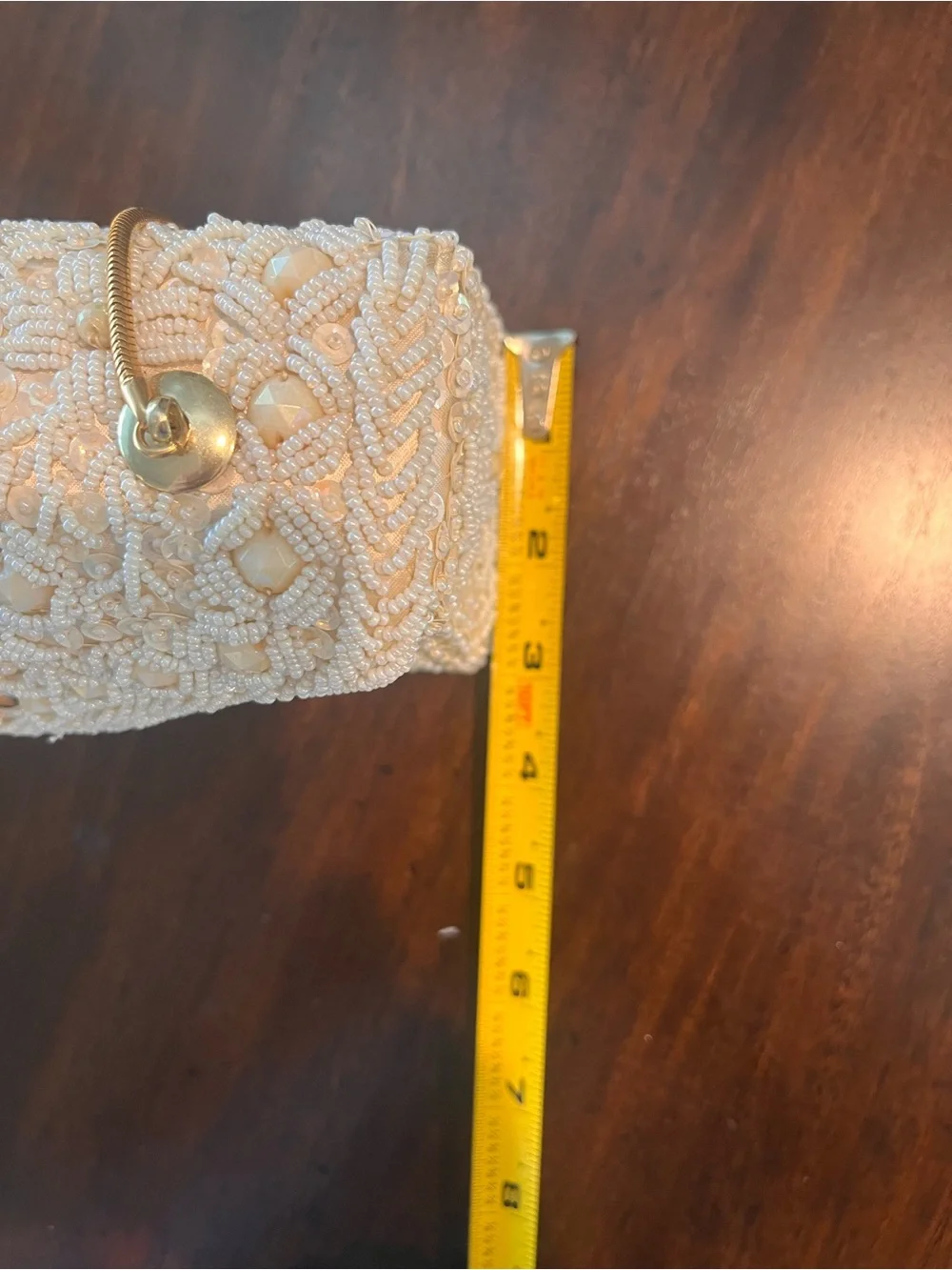 Beaded Ivory Pearl Evening Bag and Coin Purse Set